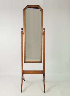 Edwardian Oak Cheval Mirror