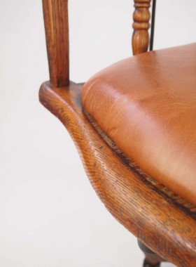 Antique Edwardian Oak Swivel Chair