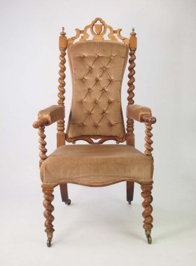 Victorian Gothic Walnut Armchair
