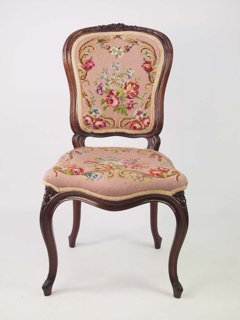 Pair 19th Century French Rosewood Chairs in Louis XV Style