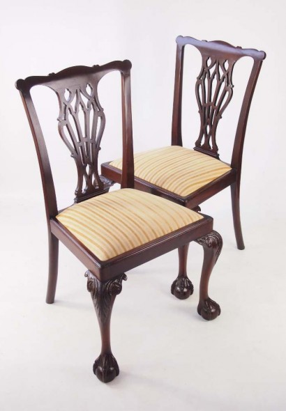 Pair Edwardian Chippendale Chairs