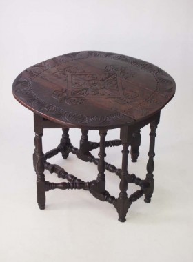 Antique Carved Oak Gate Leg Table