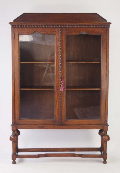 Slim Edwardian Oak Bookcase