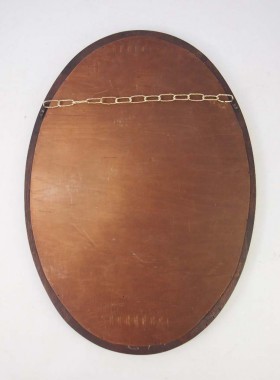 Edwardian Oak Oval Mirror