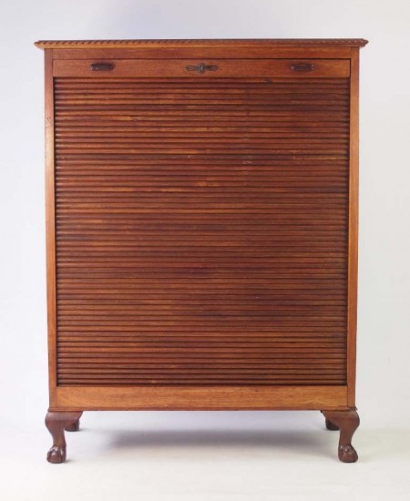 edwardian tambour front cabinet