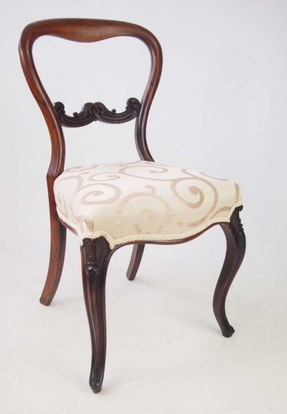 Set 4 Victorian Rosewood Balloon Back Chairs