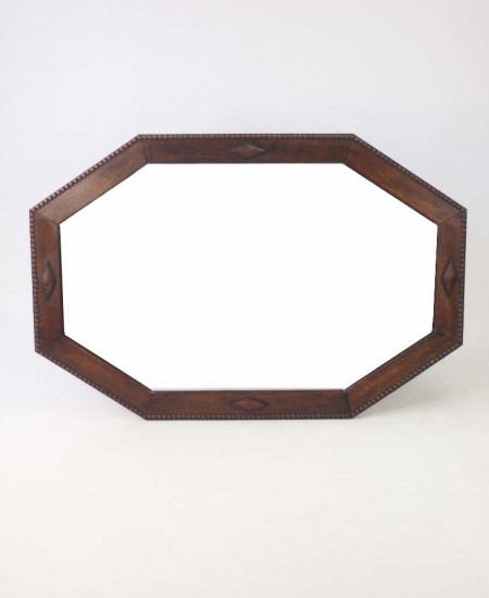 Large Octagonal Oak Framed Mirror