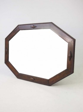 Large Octagonal Oak Framed Mirror
