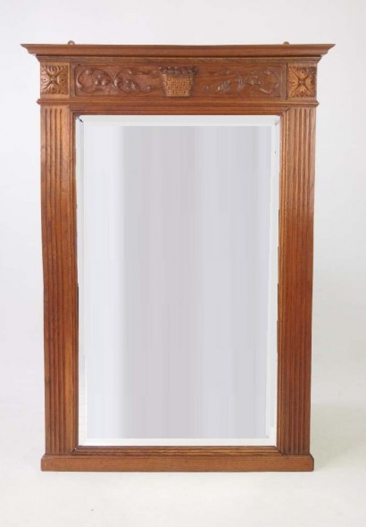 Edwardian Oak Framed Wall Mirror