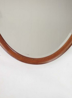 Edwardian Mahogany Inlaid Oval Mirror