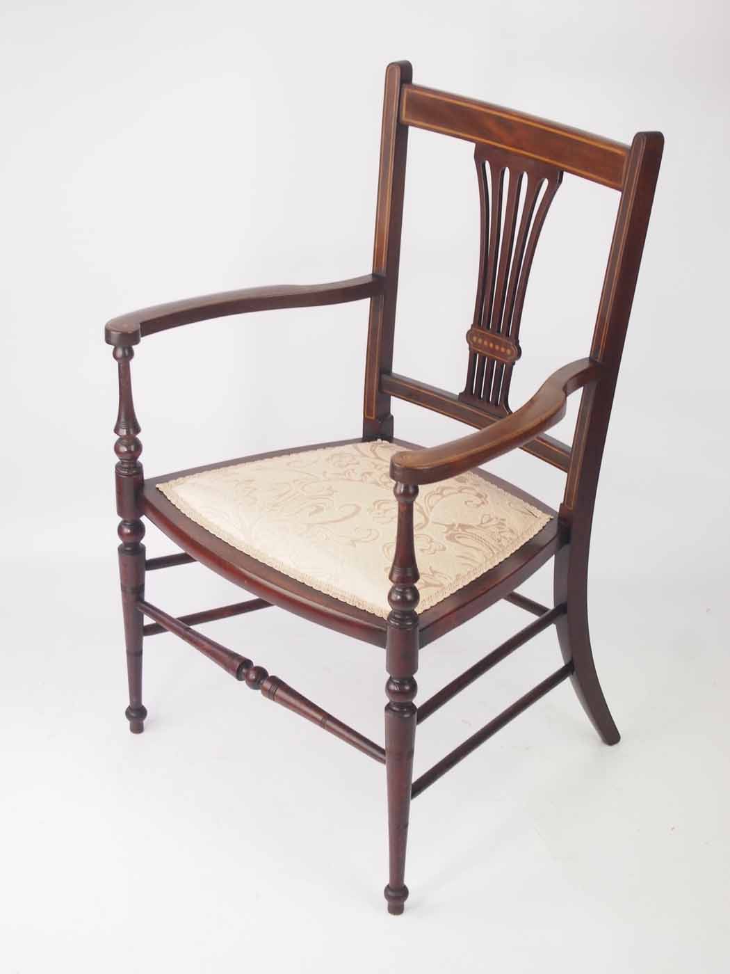 Small Edwardian Open Armchair / Bedroom Chair