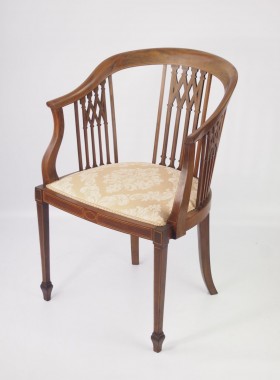 Mahogany Inlaid Edwardian Tub Chair
