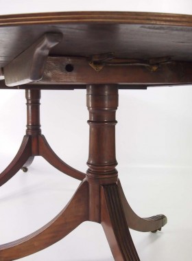Antique Twin Pillar Mahogany Dining Table
