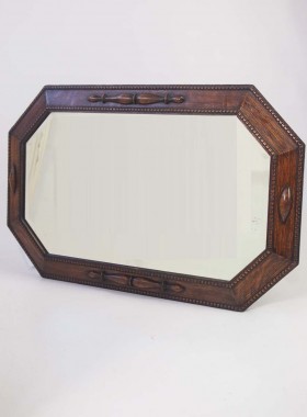 Hexagonal Oak Framed Mirror Circa 1920s