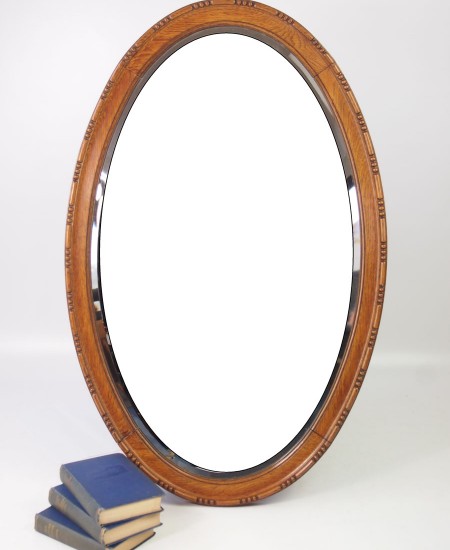 Large Oak Oval Mirror