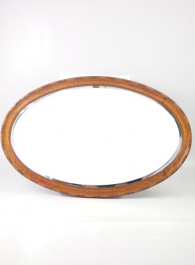 Edwardian Oak Oval Mirror
