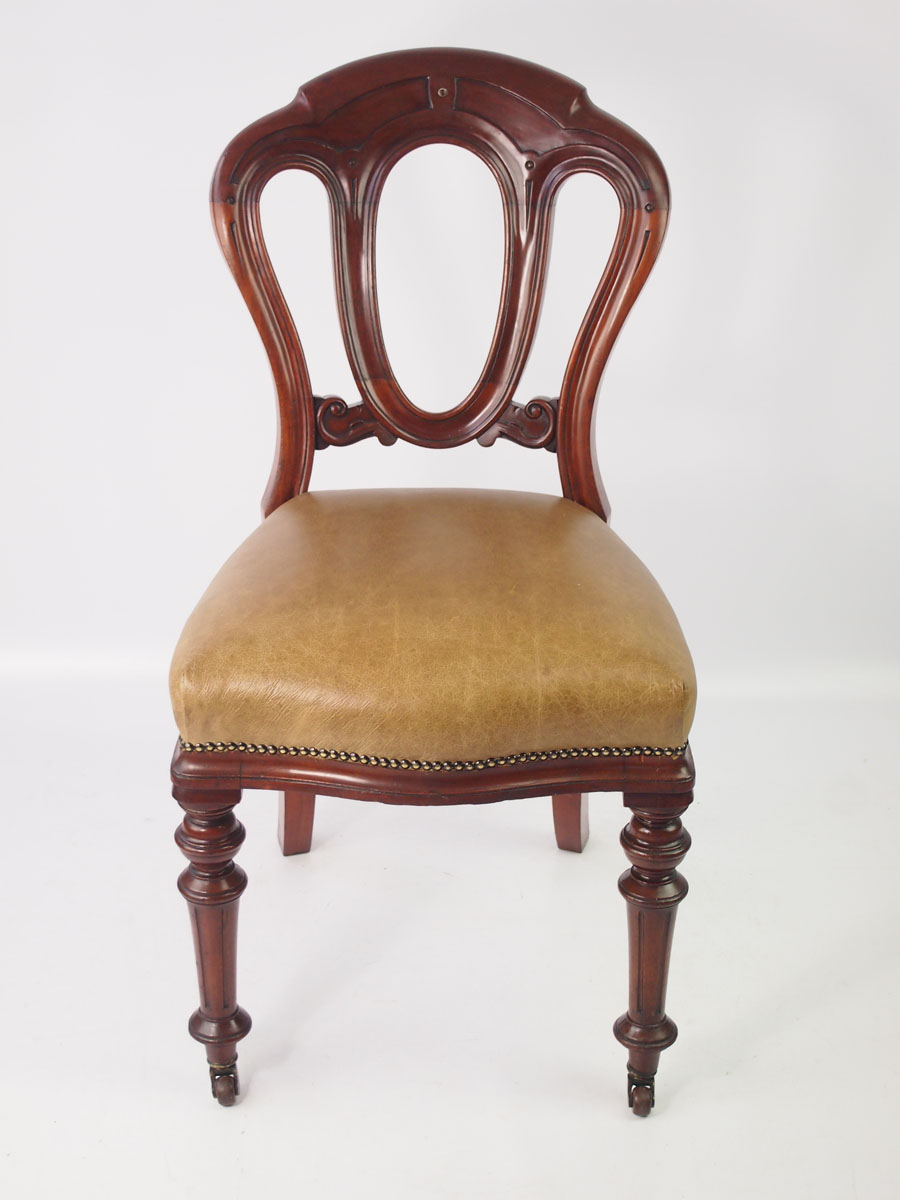 Antique Victorian Mahogany & Leather Desk Chair