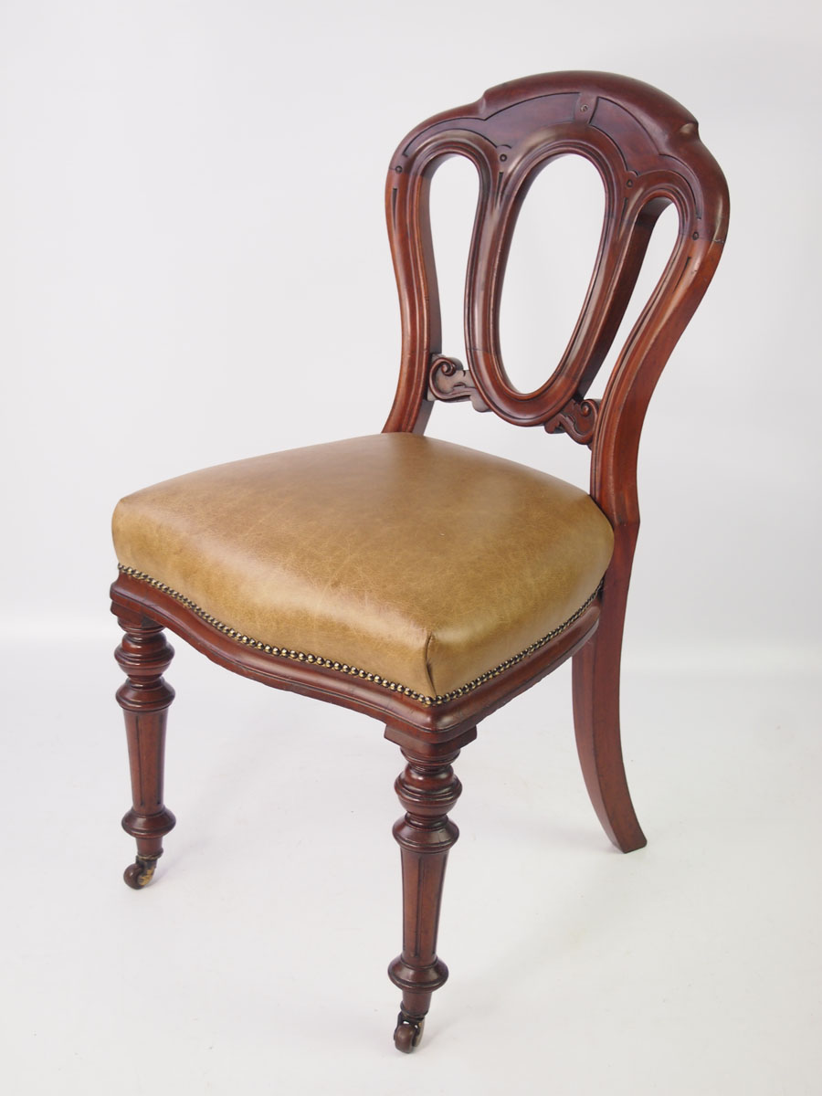 Antique Victorian Mahogany &amp; Leather Desk Chair