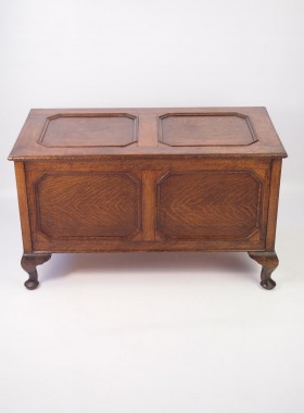 Vintage Panelled Oak Coffer
