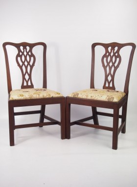 Pair Ewdardian Mahogany Chippendale Side Chairs