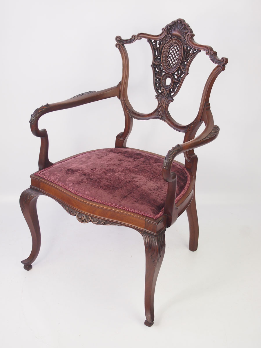 Victorian Carved Mahogany Open Armchair / Dressing Table ...