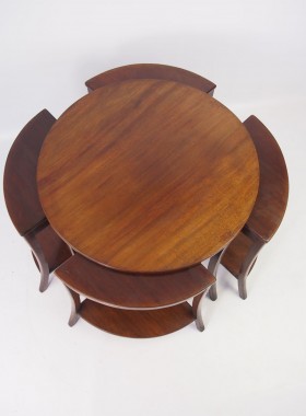 Art Deco Quintetto Mahogany Nest of Tables