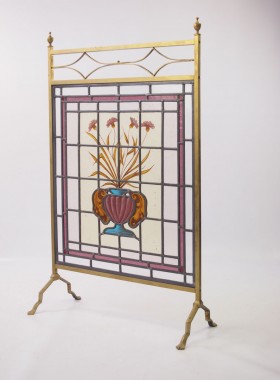 Edwardian Stained Glass Fire Screen