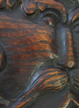 Antique Green Man Carved Oak Coffer
