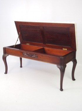 Edwardian Walnut Duet Piano Stool
