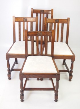 Set 4 1930s Oak Chairs