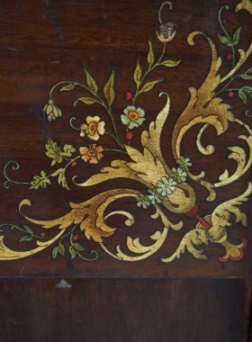 Edwardian Mahogany Floral Painted Music Cabinet