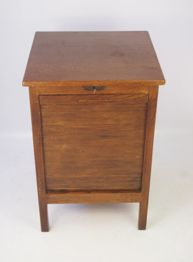 Vintage Oak Tambour Front Filing Cabinet