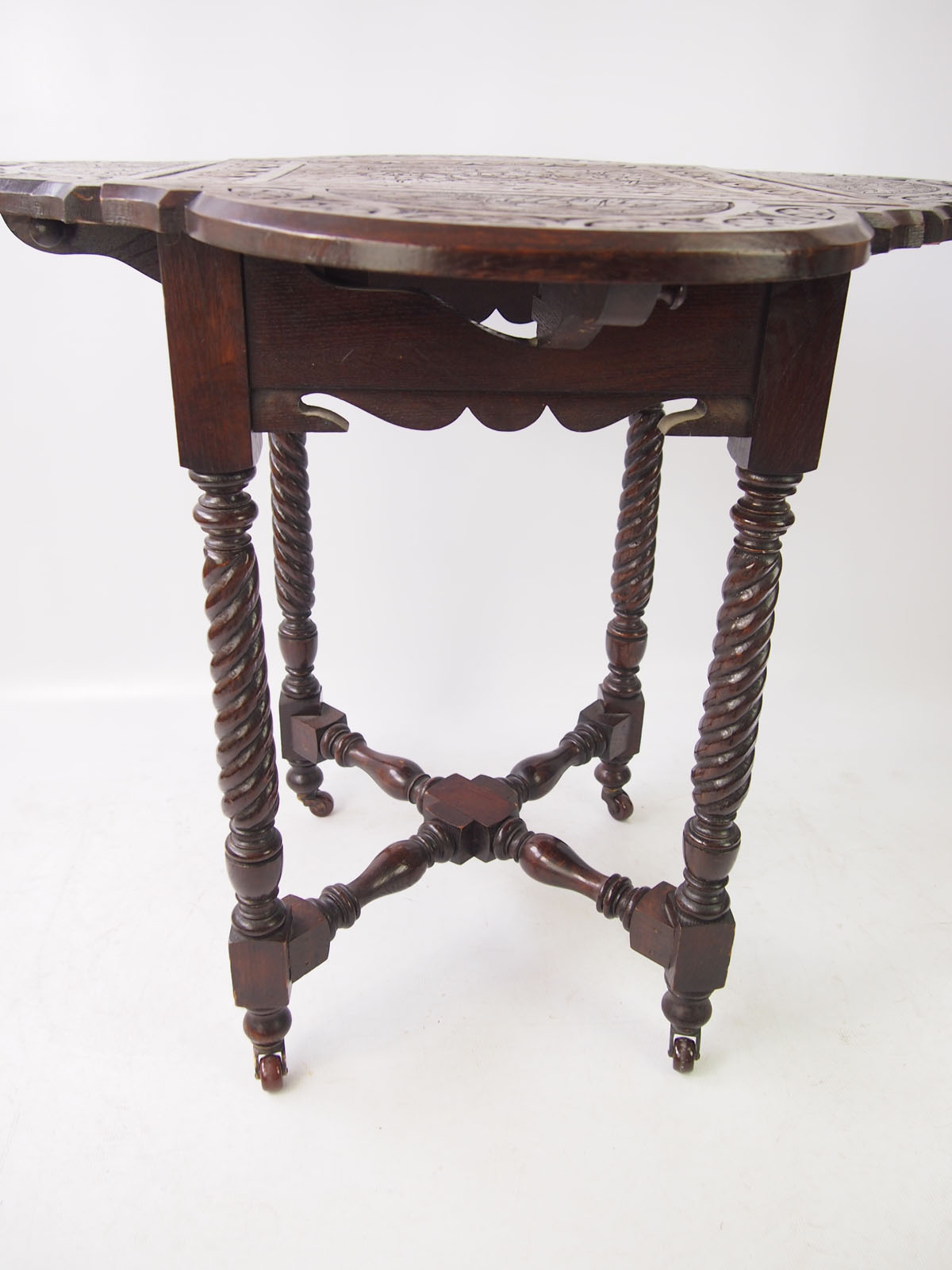 small antique victorian carved gothic oak table