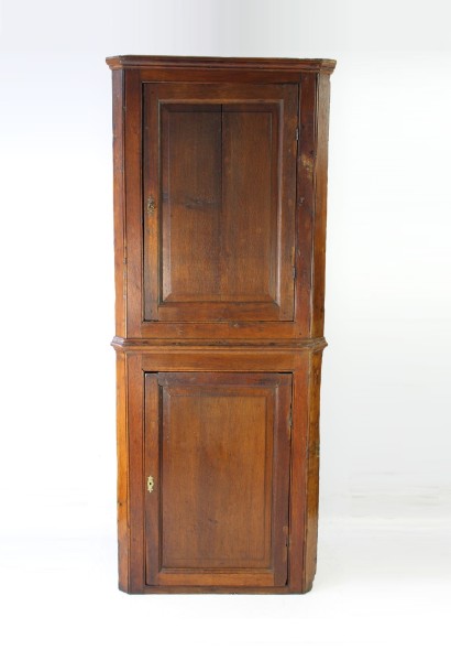 Tall Antique Georgian Standing Oak Corner Cupboard