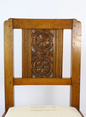 Pair Oak Arts Crafts Chairs