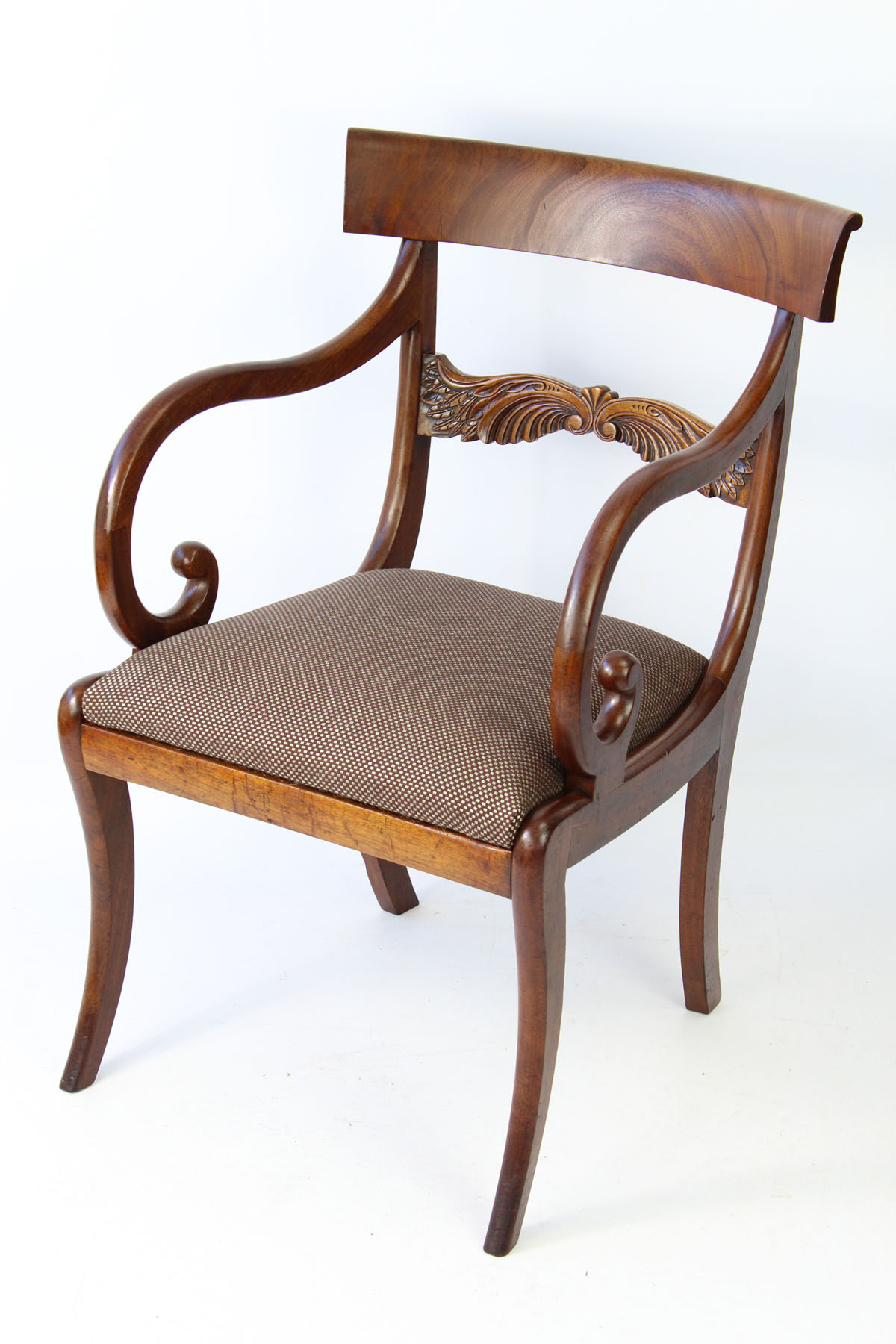 Antique Regency Mahogany Open Armchair / Desk Chair