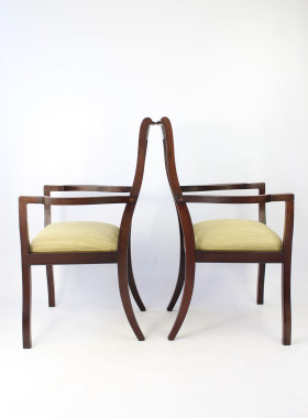 Pair Edwardian Mahogany Arts & Crafts Armchairs