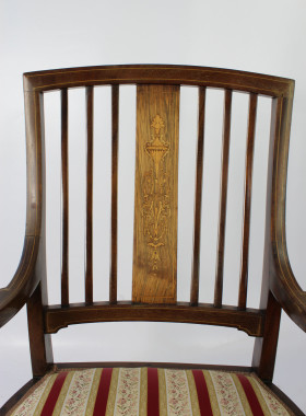 Victorian Inlaid Open Armchair
