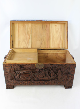 Chinese Carved Camphor Wood Chest