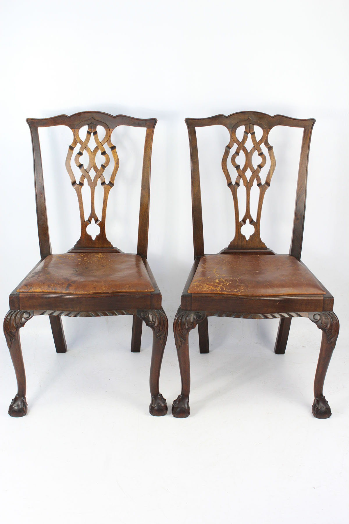 Set 4 Mahogany Chippendale Dining Chairs Circa 1920s
