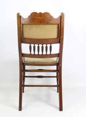 Pair Edwardian Arts Crafts Walnut Chairs