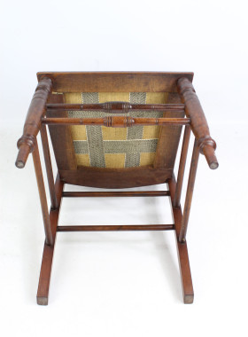 Pair Edwardian Arts Crafts Walnut Chairs