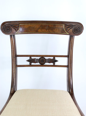 Pair Regency Mahogany and Brass Inlaid Chairs