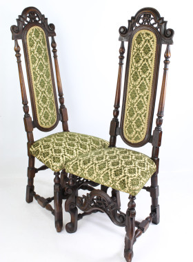 Pair Antique Victorian Carolean Style Chairs