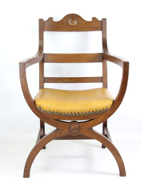 Antique X Frame Oak Desk Chair