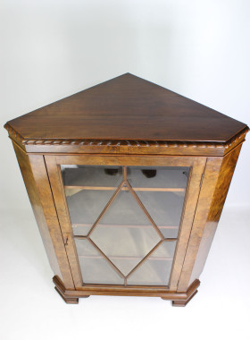 Vintage Walnut Standing Corner Cabinet