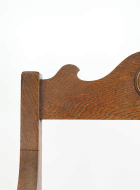 Pair Arts Crafts X-Frame Oak Armchairs