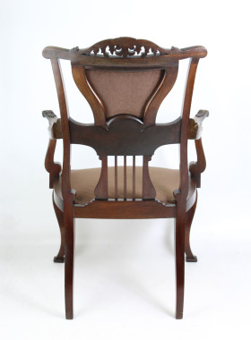 Victorian Inlaid Open Armchair