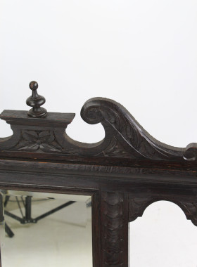 Victorian Gothic Hall Mirror with Hooks