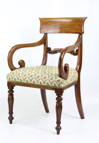 Victorian Scroll Arm Mahogany Desk Chair